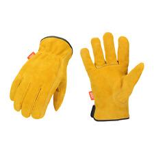 Vgo 1/2/3/9 Pairs Unlined Cowhide Split Leather Work Gloves,Heavy Duty(CB9501-G)