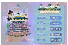 Monopoly Go PARADE Partner Event Slot | Carry Service 80k 24 Hours | 48 Hours